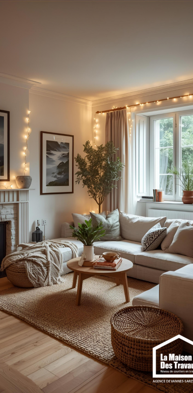 Ambiance chaleureuse pour Noël dans un salon rénové