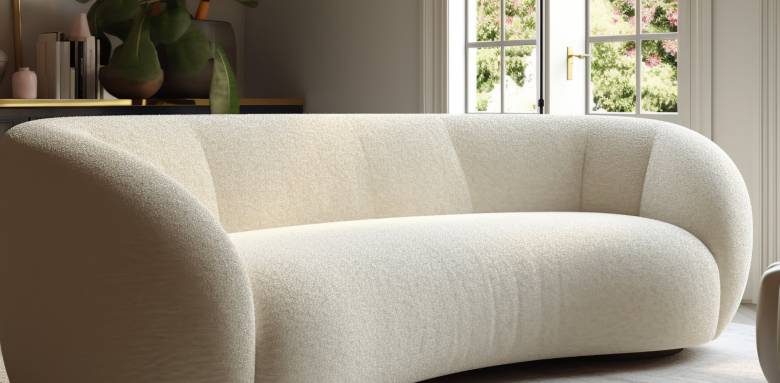 Tendances déco 2025 - canapé courbe bouclette ouest lyonnais