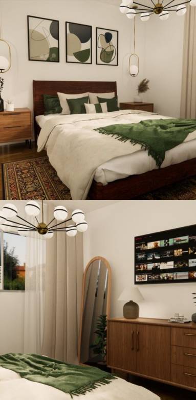 Déco de chambre au style Mid Centuru