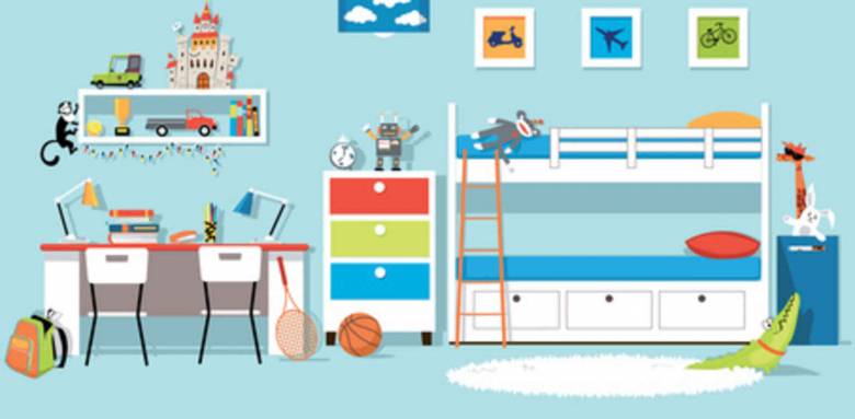 Chambre dans les tons bleus