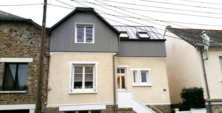 Surélévation avec toiture ardoise