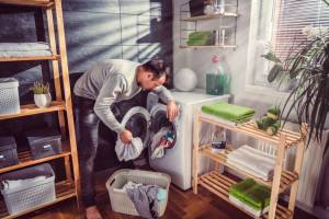 Buanderie dans un salle de bain