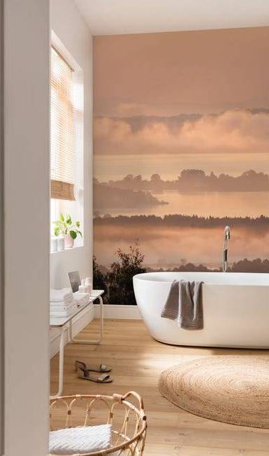 Papier peint panoramique paysage dans la salle de bain - bouc-bel-air-13