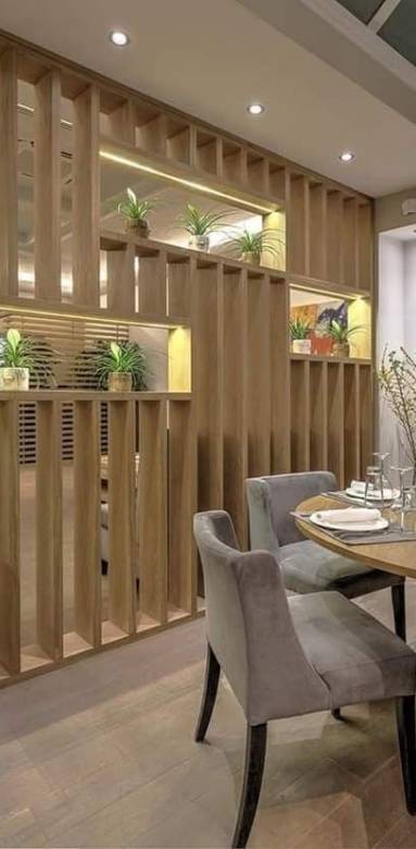 Claustra en bois espace salle à manger