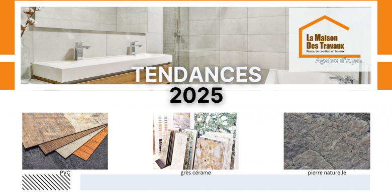 Tendances 2025 à Agen : sols PVC, grès cérame et pierre naturelle pour salle de bain, par Sandrine FERIN.