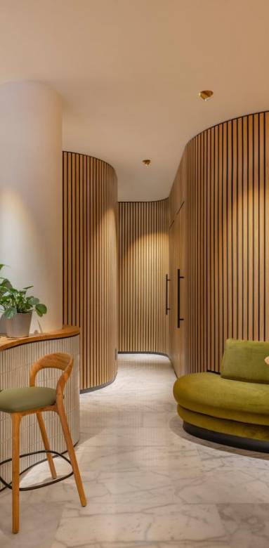 Cloisons arrondies en tasseaux bois 