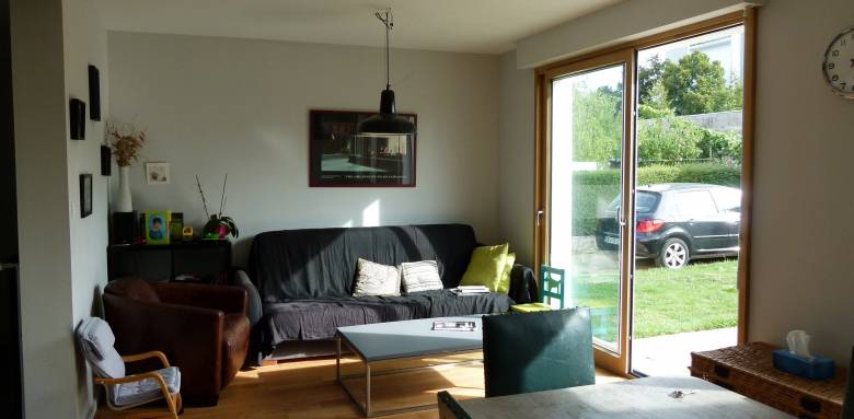 Baie vitrée bois/alu pour salon