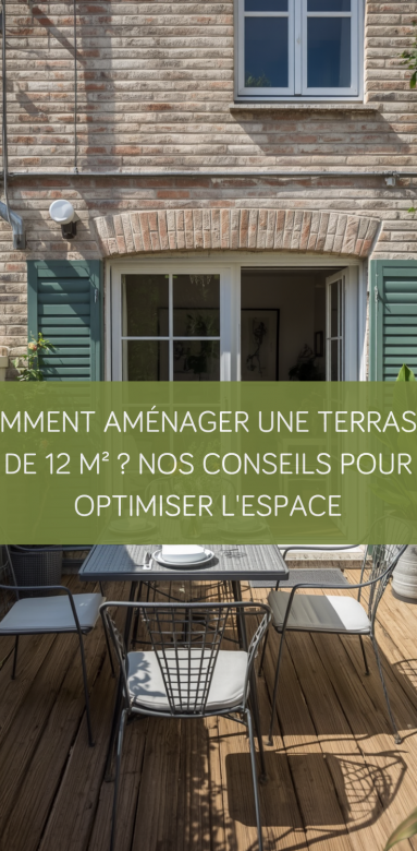 Terrasse de 12 m² aménagée avec espace repas et coin détente