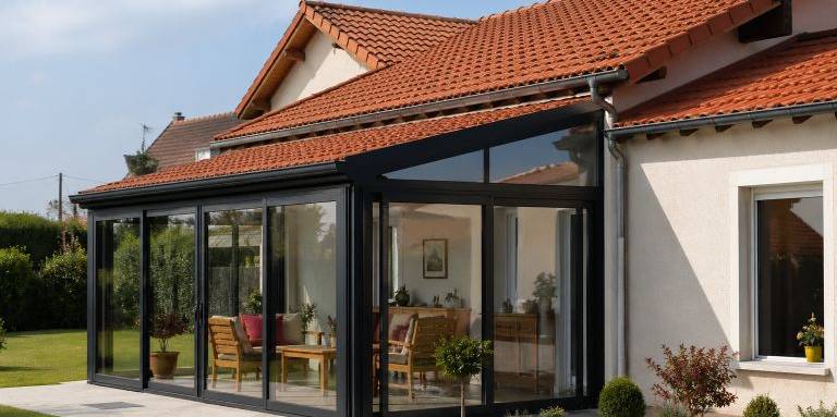 veranda toiture en tuile