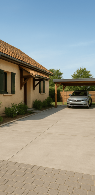 Zone de stationnement privative avec carport en bois - Bourg-en-Bresse Ambérieu-en-Bugey Meximieux 01