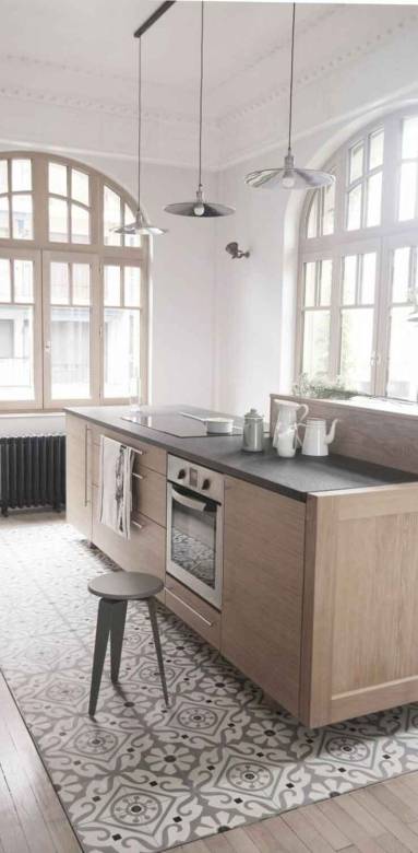 mixer le parquet et le carreau de ciment (photo : Pinterest)