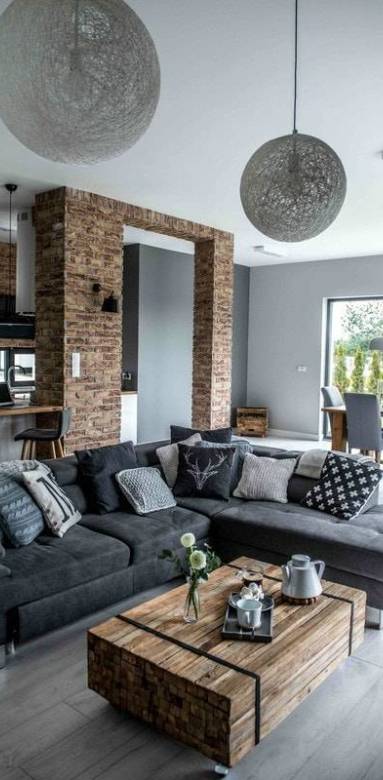 Grand canapé d'angle dans le salon ouvert sur la cuisine - Bouc-Bel-Air-13