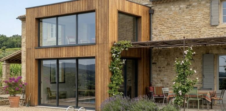 extension bois d'une maison traditionnelle