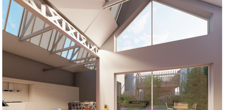 3D hauteur sous plafond avec charpente Eiffel 