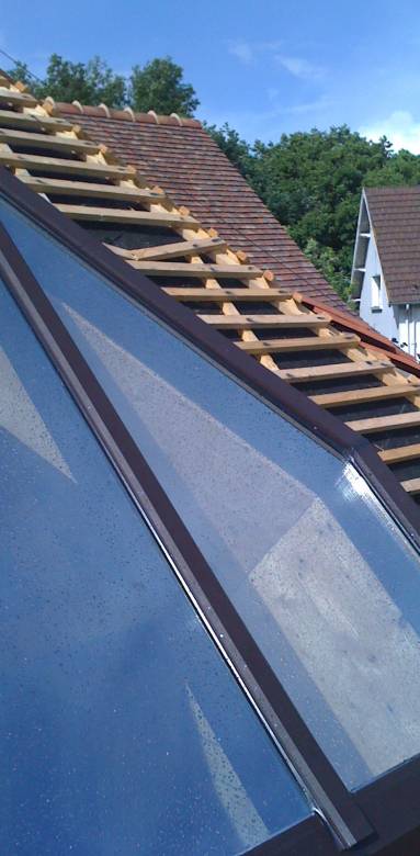 Verrière en toiture - photo chantier -