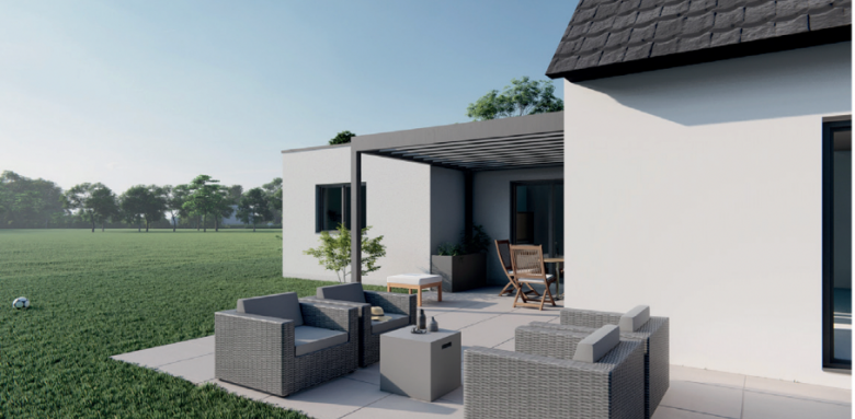 Vue 3D réaliste d'une ambiance terrasse