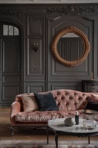 Old money salon avec mur full black - Yvelines