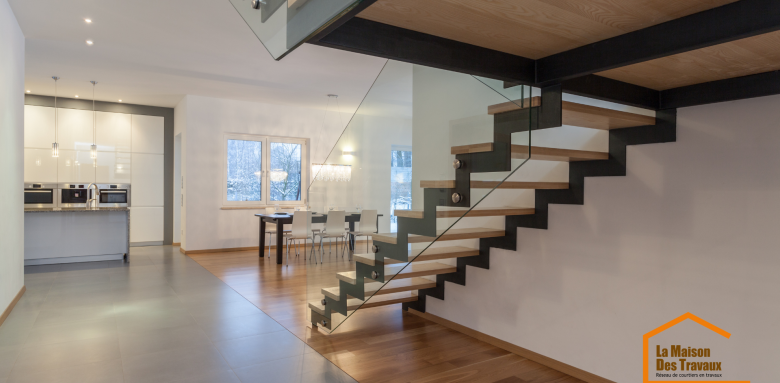 Escalier bois metal et verre
