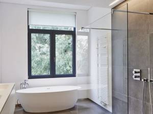Fenêtre de salle de bain à double vantaux à la française - PVC noir -