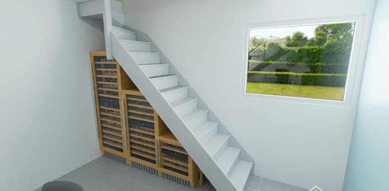 Aménagement sous escaliers cave à vin