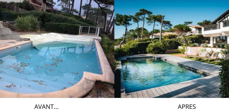 Rénovation piscine avant-après - Rochefort 17