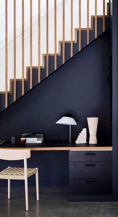 Aménagement de bureau sous escalier