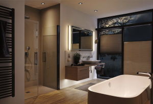 Salle de bain obscure et humide