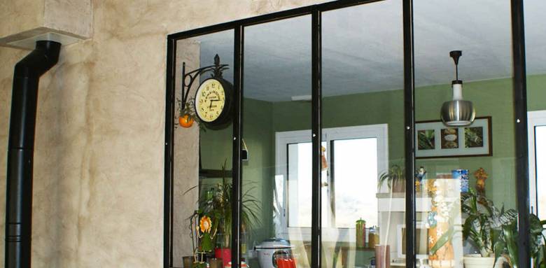 Verrière d'intérieur entrée salle de séjour