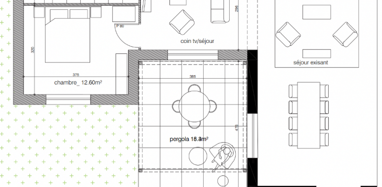 Proposition sur plan de la distribution des pièces 