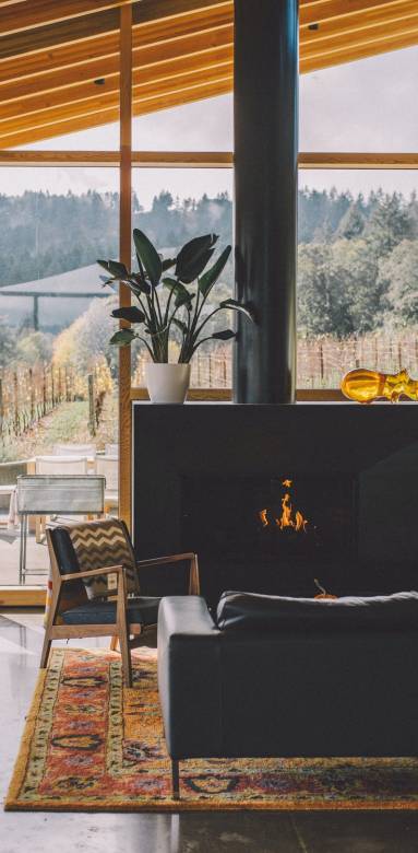 Extension en bois avec parois vitrées