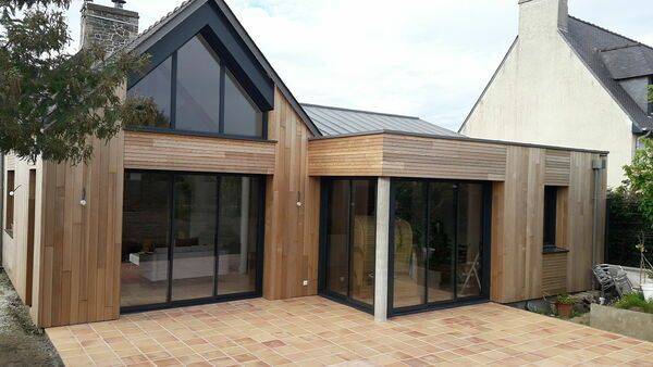 Bardage bois d'une extension et rénovation toiture