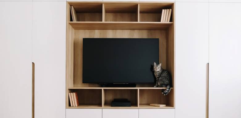 meuble TV avec bibliothèque sur-mesure 