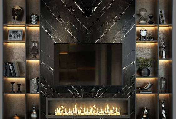 Cheminée "Œuvre d'art noire"