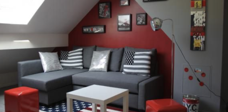 Chambre rouge et noire, style USA, Pinterest
