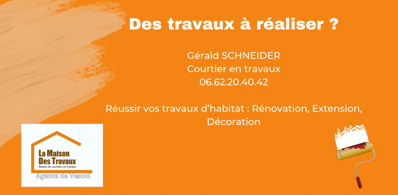 Des travaux à réaliser ? Faites appel à Gérald Schneider, courtier en travaux à Vesoul, pour réussir vos projets de rénovation, d’extension ou de décoration.