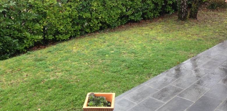 Modernisation d'une terrasse en béton par pose d'un dallage en pierre naturelle - Valence 26