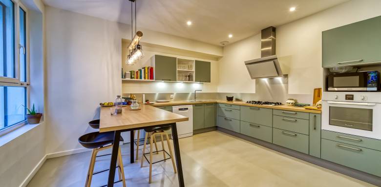 cuisine avec béton ciré, dans le Grésivaudan