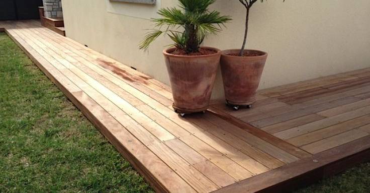 Terrasse bois exotiques en lames sur plots
