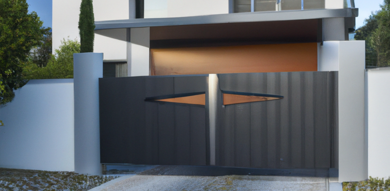 Génération 3D d'un portail devant une maison 3