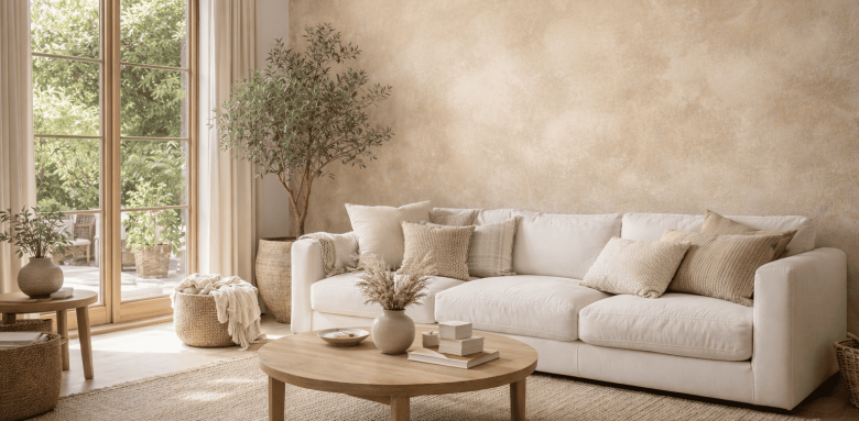 Habillage mural intérieur avec enduit décoratif texturé - Solliès-Toucas 83