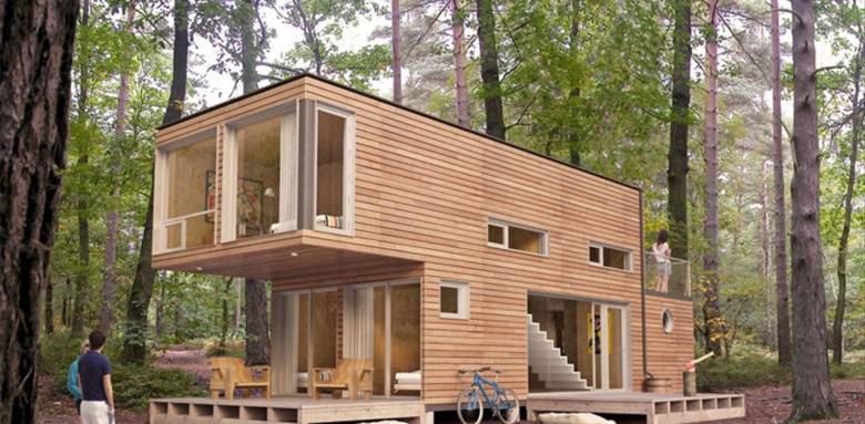 maison container habillée de bois