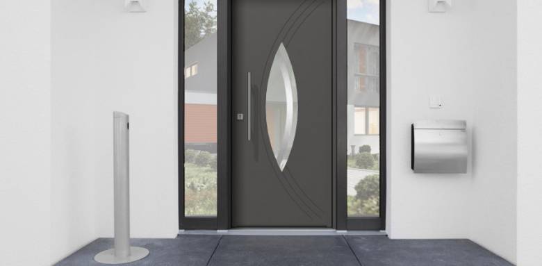 porte d'entrée connectée PVC avec vitrage