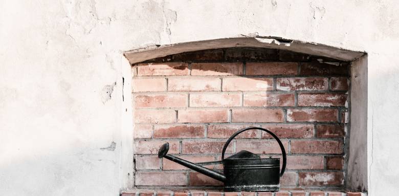 Une niche murale dans un jardin