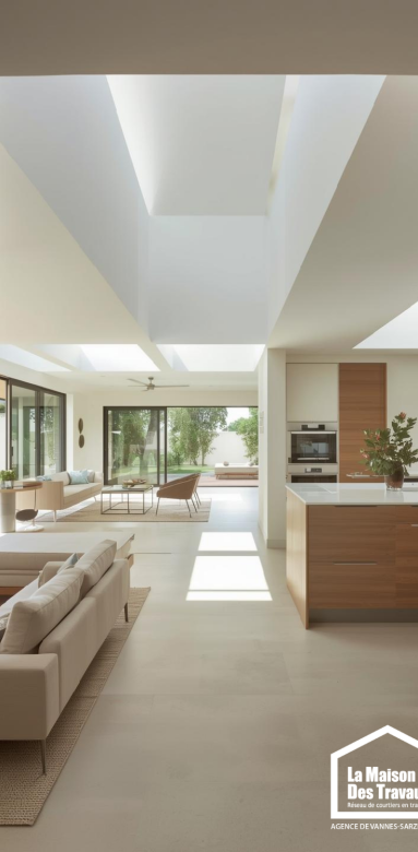 Salon chaleureux avec circulation fluide