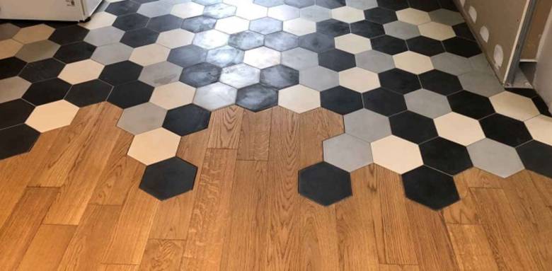 carreaux de ciment alternance parquet