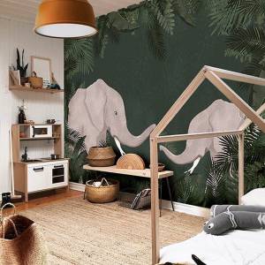 Une chambre d'enfant originale et cosy (papier peint Little Hands, source Pinterest)