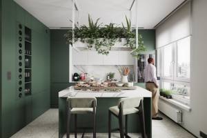 Cuisine avec placards invisibles toute hauteur