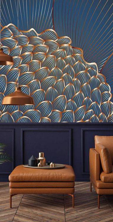 Papier peint panoramique graphique dans le salon - bouc-bel-air-13