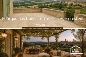 Avant et après l’aménagement d’une terrasse à Agen, illustrant la transformation d’un espace extérieur peu utilisé en véritable lieu de vie convivial.