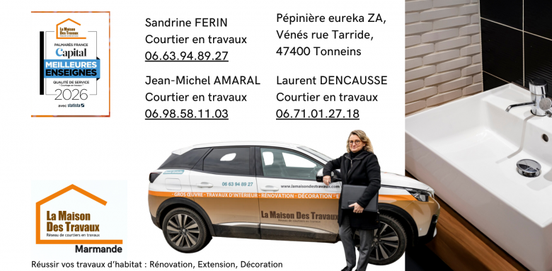 Projet de rénovation de salle de bain à Marmande ? Sandrine Férin vous accompagne pour concevoir un espace fonctionnel et bien pensé.